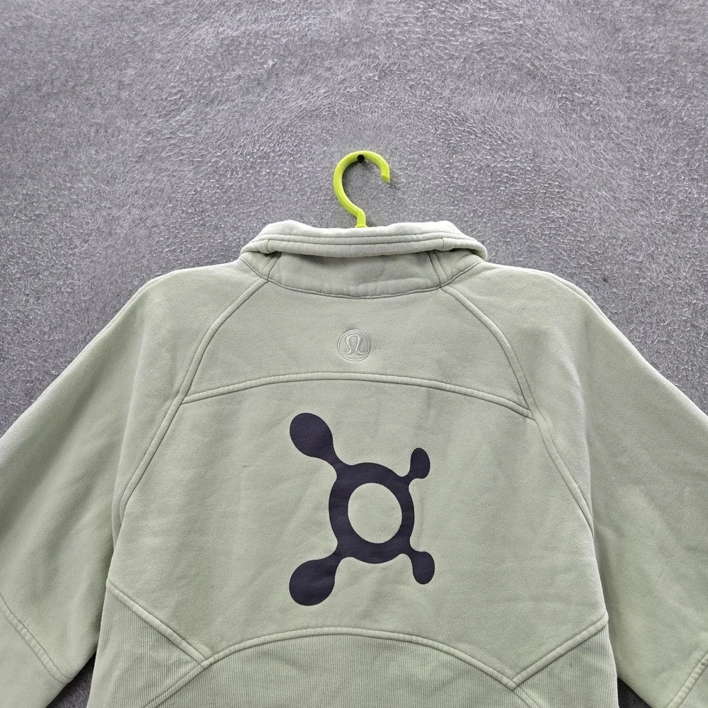 Lululemon Women Hoodie M Green Scuba Embroidered Fleece Logo READ